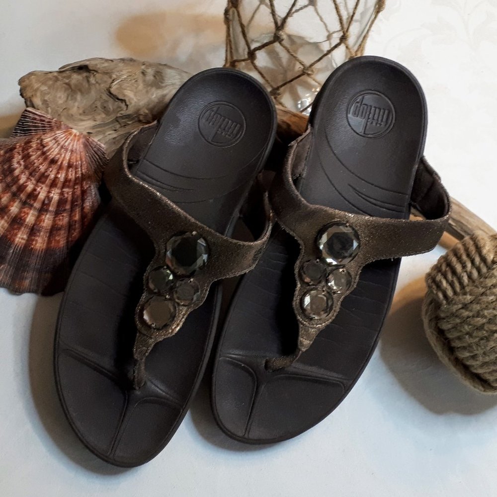 Bronze Leather Lunetta Fitflop Thongs